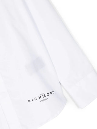 John Richmond camicia a manica lunga in cotone con logo bianco