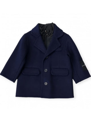 John Richmond cappotto in panno misto lana blu scuro