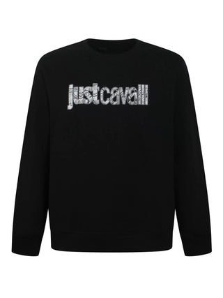 Just Cavalli felpa girocollo con stampa logo nero