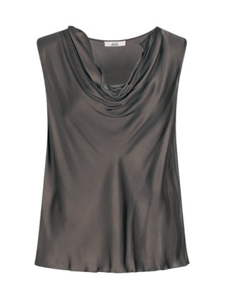 Lola by Sandro Ferrone blusa smanicata satin nero