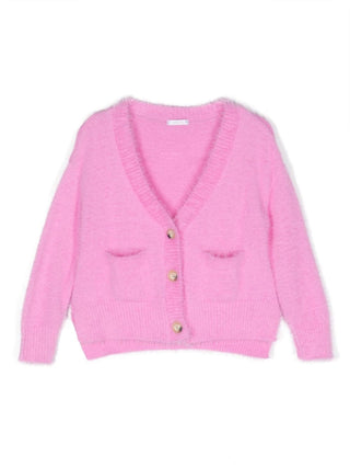 Lu Lù cardigan in maglia fluffy con tasche rosa