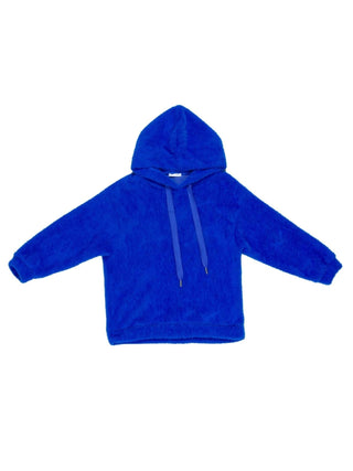 Lu Lù maglia con cappuccio in tessuto furry blu royal