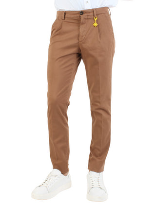 Manuel Ritz pantaloni chino con pinces marrone