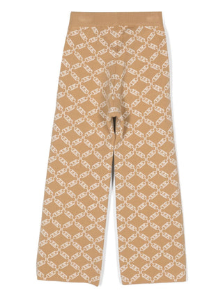 Michael Kors pantaloni in maglia con logo jacquard beige