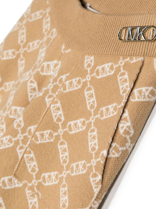 Michael Kors pantaloni in maglia con logo jacquard beige