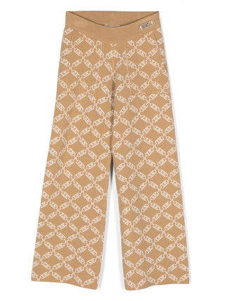 Michael Kors pantaloni in maglia con logo jacquard beige