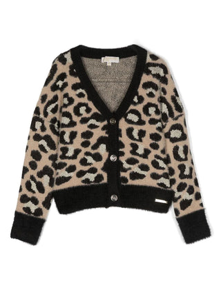 Michael Kors cardigan in fantasia animalier con lurex beige nero