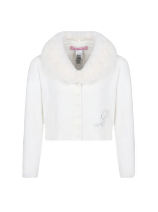 Miss Blumarine cardigan con eco pelliccia bianco