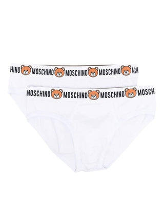 Moschino Underwear set 2 slip con banda logo Teddy bianco