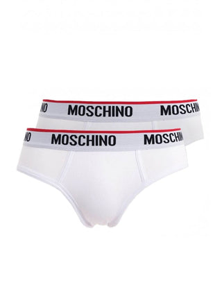 Moschino Underwear set 2 slip con banda logo all over bianco