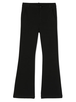 Moschino pantaloni flare in misto viscosa con ricamo logo nero