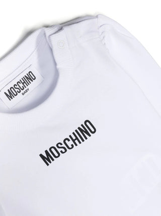 Moschino completo T-shirt e salopette in denim lavaggio blu scuro