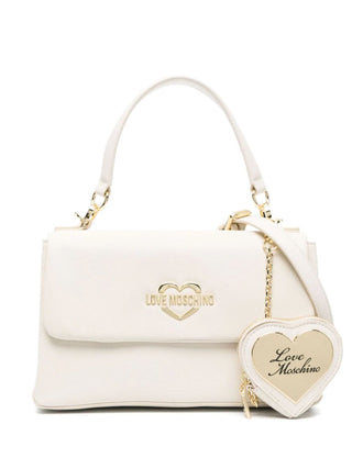 Moschino Love borsa a mano con tracolla in ecopelle martellata avorio