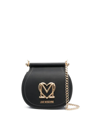 Moschino Love borsa a tracolla in similpelle con placca logo nero oro