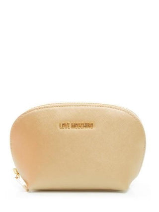 Moschino Love pochette in ecopelle saffiano con logo oro