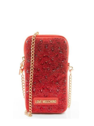 Moschino Love portacellulare a tracolla con strass rosso