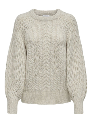 Only maglione in misto lana a trecce beige