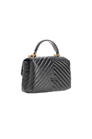 Pinko borsa Love Bag Lady Puff Mini in pelle chevron nero oro