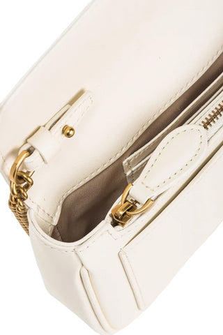 Pinko borsa a tracolla Love One Pocket bianco oro