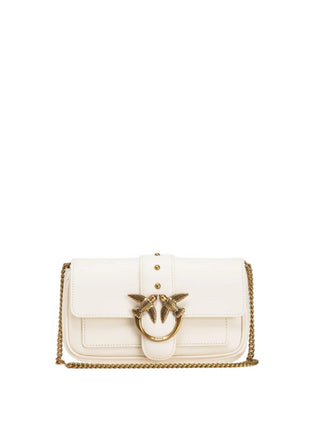 Pinko borsa a tracolla Love One Pocket bianco oro