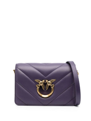 Pinko borsa a tracolla Love Bag Mini Click in pelle chevron viola