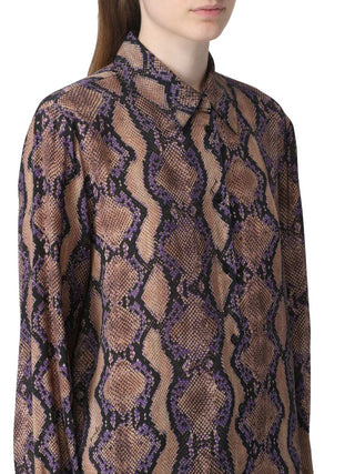 Pinko camicia Smorzare in viscosa con stampa pitonata beige viola