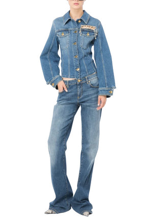 Pinko jeans flare Frida a vita bassa lavaggio blu medio