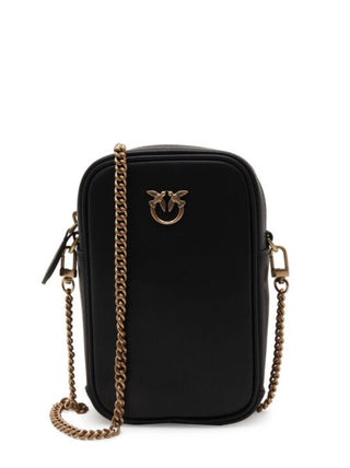 Pinko porta cellulare in pelle con tracolla nero