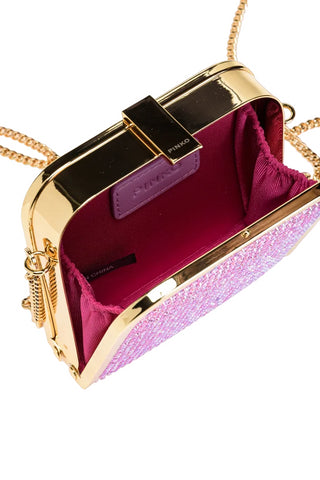 Pinko mini borsa Box Clutch con strass rosa oro