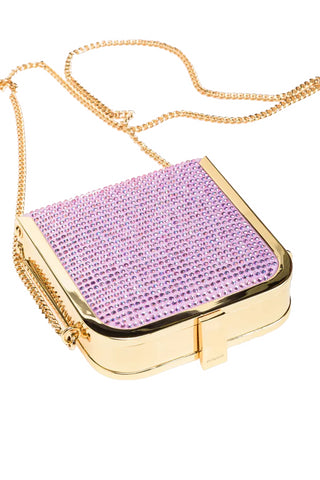 Pinko mini borsa Box Clutch con strass rosa oro