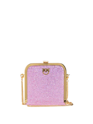 Pinko mini borsa Box Clutch con strass rosa oro