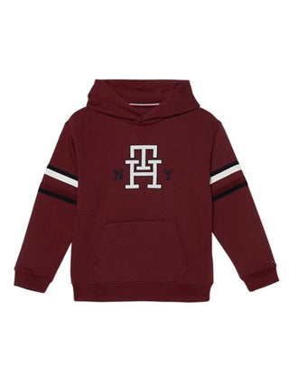 Tommy Hilfiger felpa Global Stripes con cappuccio rosso amaranto