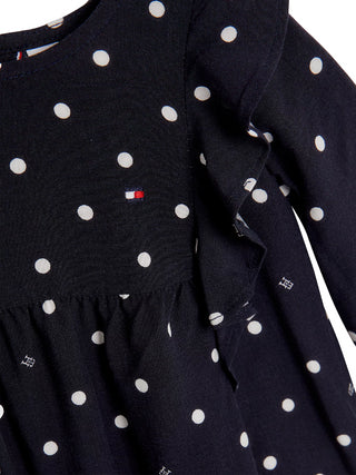 Tommy Hilfiger abito da neonata in viscosa a pois blu bianco