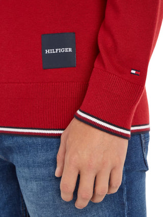 Tommy Hilfiger maglia girocollo in misto cotone rosso