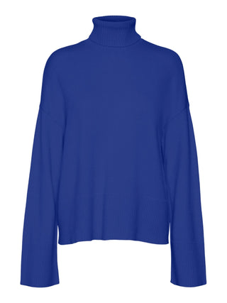 Vero Moda maglia dolcevita a costine blu royal