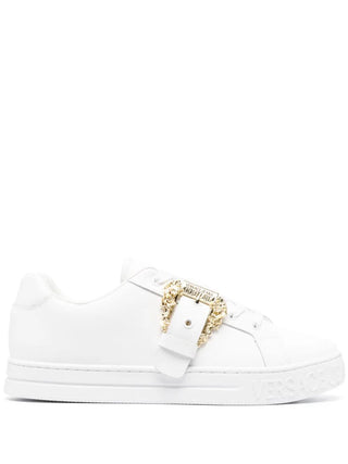 Versace Jeans Couture sneakers Court in pelle con fibbia barocca bianco