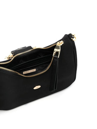 Versace Jeans Couture borsa a mezzaluna in nylon con fibbia Barocca nero oro