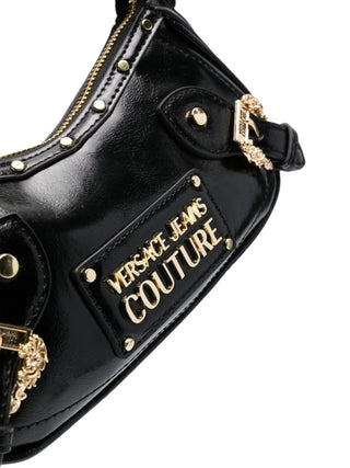 Versace Jeans Couture borsa a tracolla in ecopelle con borchie nero oro