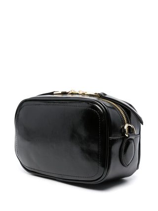 Versace Jeans Couture borsa a tracolla in ecopelle con borchie e fibbie barocche nero oro