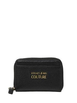 Versace Jeans Couture portafogli in pelle martellata con logo nero oro