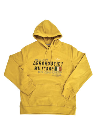 Aeronautica Militare felpa con cappuccio stampa logo giallo