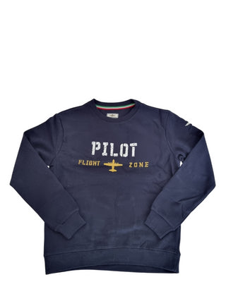 Aeronautica Militare felpa in cotone con stampe blu