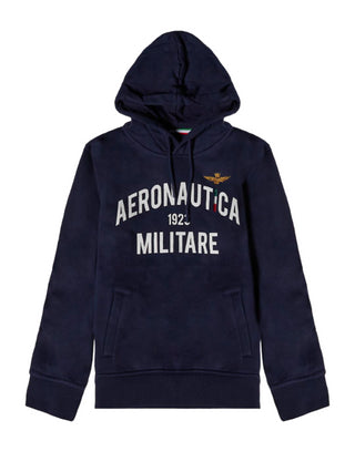 Aeronautica felpa con cappuccio stampa logo blu