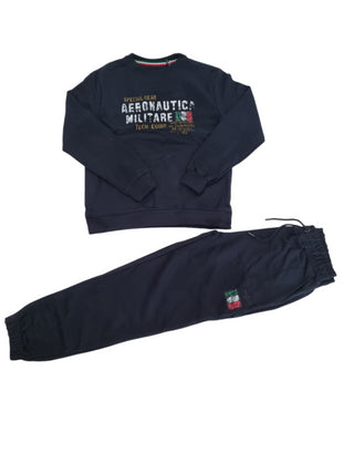 Aeronautica Militare completo di tuta felpa e pantaloni con logo nero