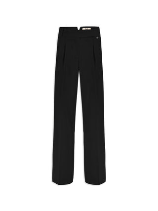 Aniye By pantaloni Daddy con pinces gamba larga nero