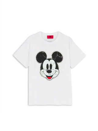 Aniye By T-shirt manica corta Mickey con borchie bianco