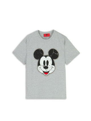 Aniye By T-shirt manica corta Mickey con borchie grigio melange