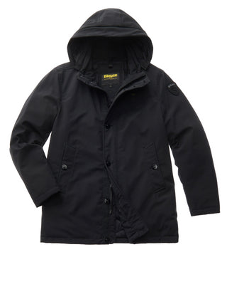 Blauer parka con cappuccio removibile chester nero