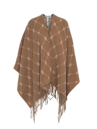 Blugirl poncho in maglia con logo all over marrone