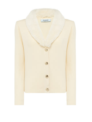 Blugirl cardigan con ecopelliccia beige